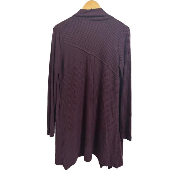 H by Bordeaux Mix Rib Cozy Waterfall Cardigan Small Rosewood Maroon NEW - Picture 6 of 6